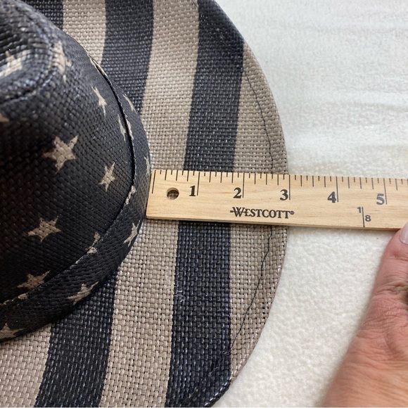 USA Flag Design Cowboy Hat Khaki and Dark Gray‎ Stripes and Stars One Size - Picture 11 of 16